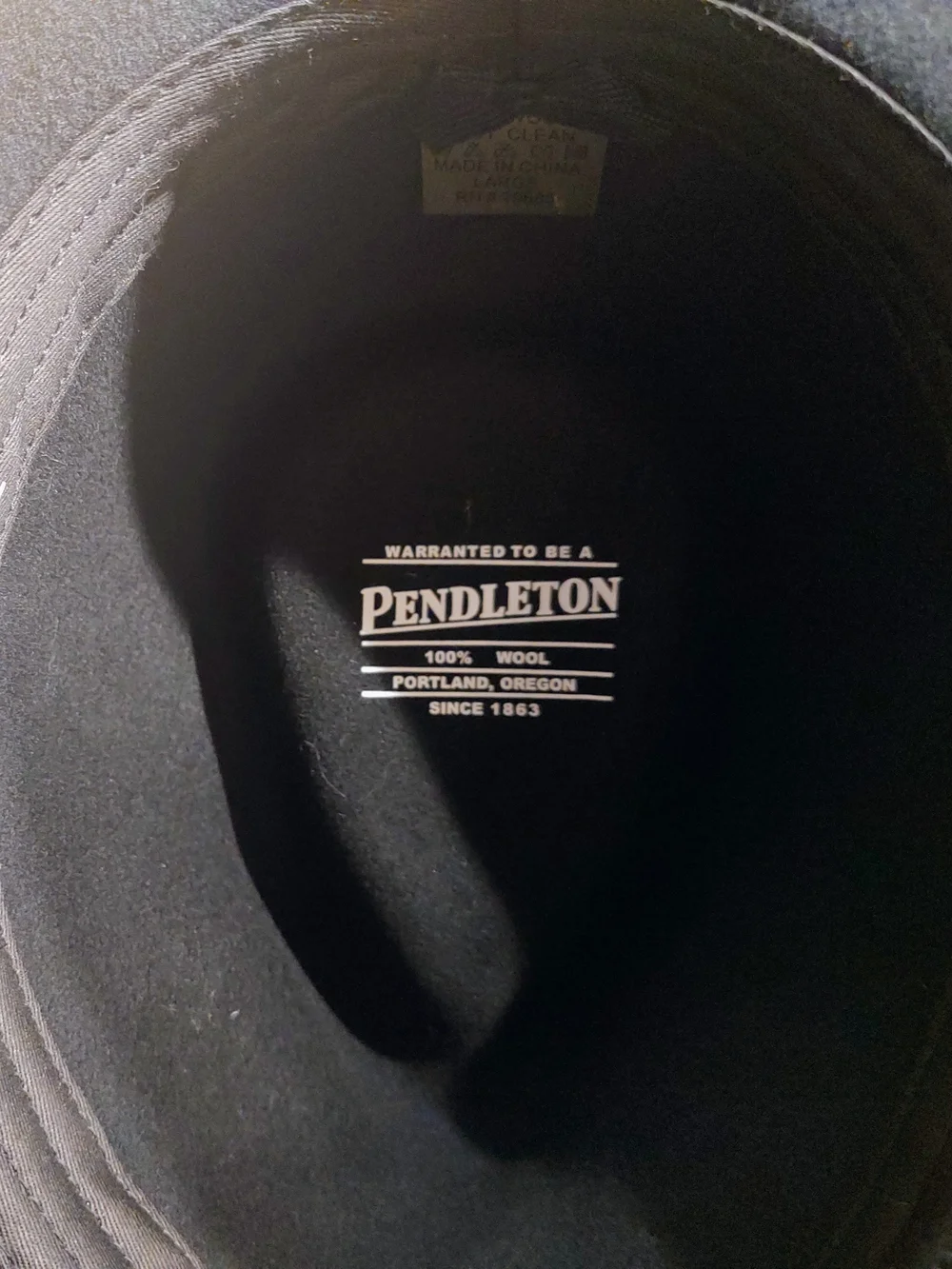 Pendleton Black 100% wool Fedora/Outback with Branded Leather Band